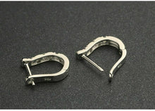 Load image into Gallery viewer, 925 Silver Small U Shaped Crystal Hoop Huggies Earrings
