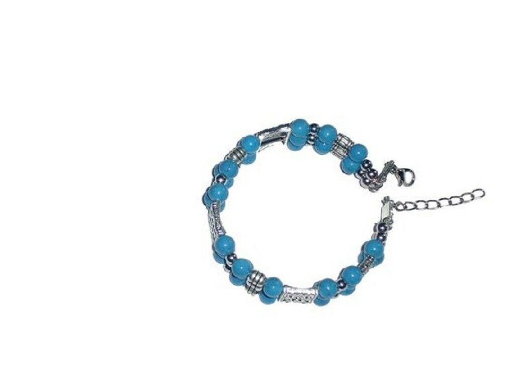Ladies 3 Layered Turquoise Tibetan Beaded Tier Bangle