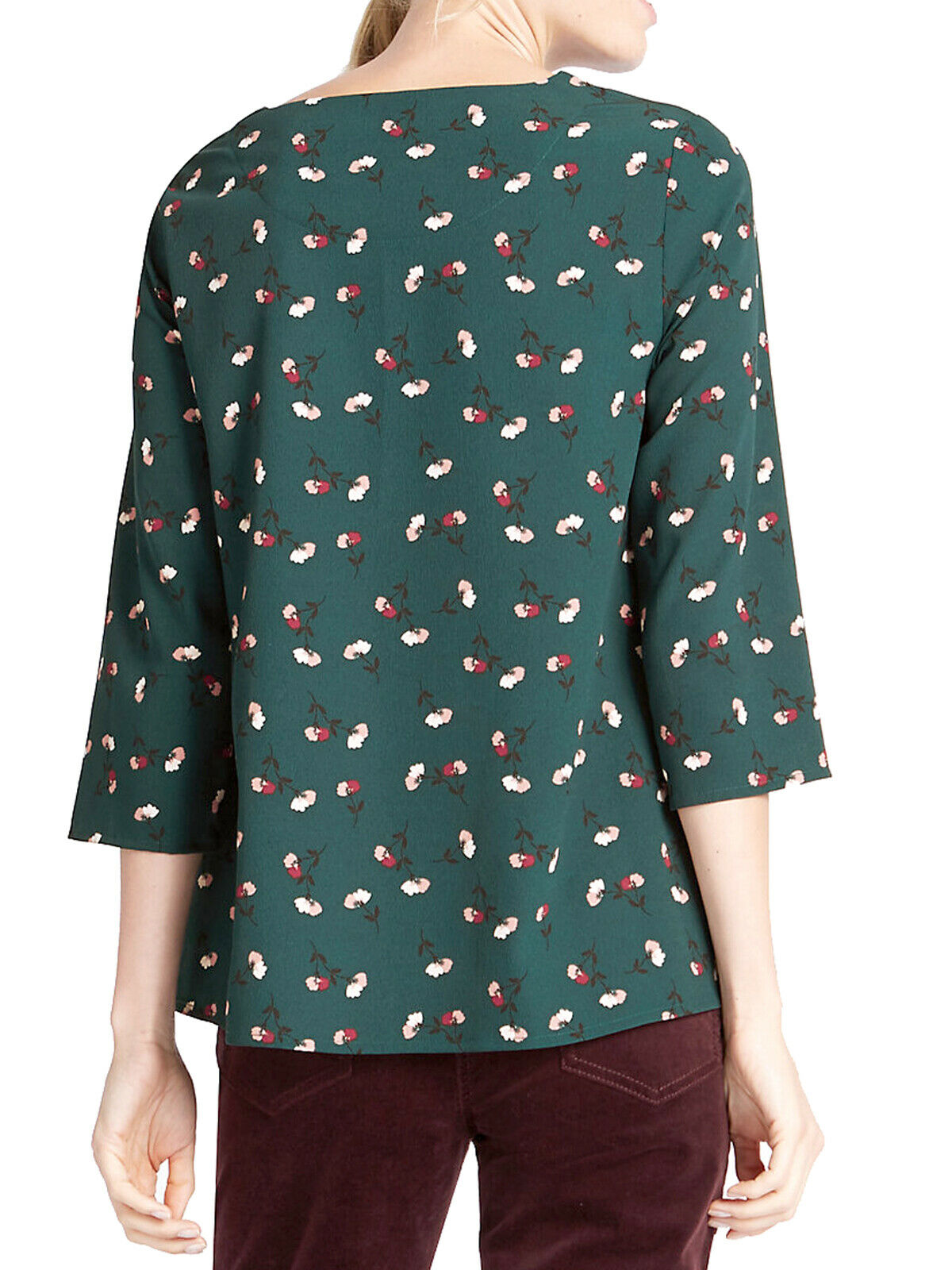 Teal Green Floral Round neck Swing Top