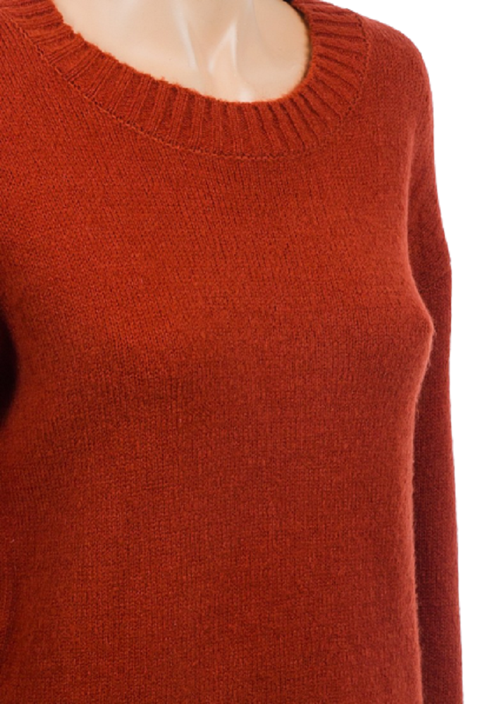 Rust Rib Trims Dip Hem Soft Knit Regular Fit Slit Side Jumper