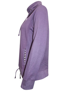 Purple Cotton Rich Funnel Neck Top