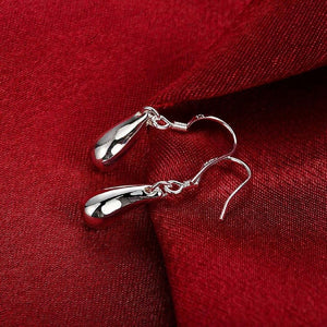 Ladies Girls Silver Plated Water Drop Cute Earrings