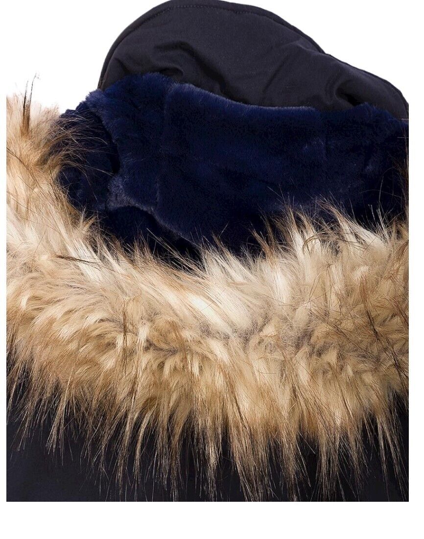 Girls Midnight Blue Detachable Furry Trim Hood Parka Winter Coats