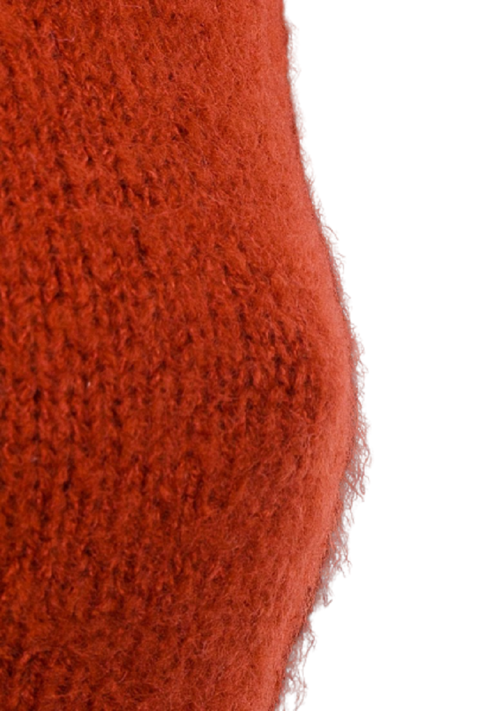 Rust Rib Trims Dip Hem Soft Knit Regular Fit Slit Side Jumper