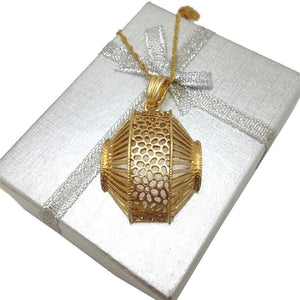 Ladies Bold Half Basket Weave Design Pendant and Earring Set
