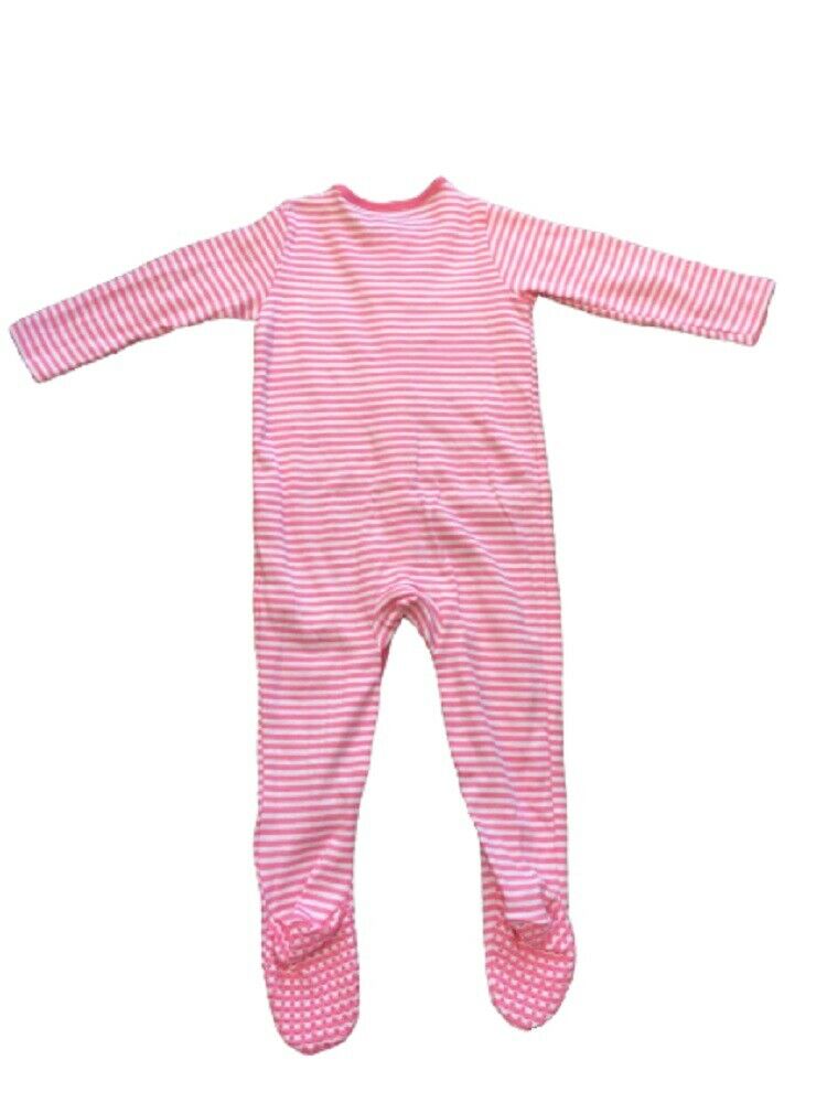 White & Pink Cotton Anti Slip Footie Romper