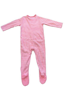White & Pink Cotton Anti Slip Footie Romper