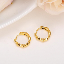 Load image into Gallery viewer, Small Hoop Bamboo Joint Shape Gold Filled Earrings
