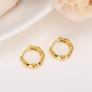 Small Hoop Bamboo Joint Shape Gold Filled Earrings