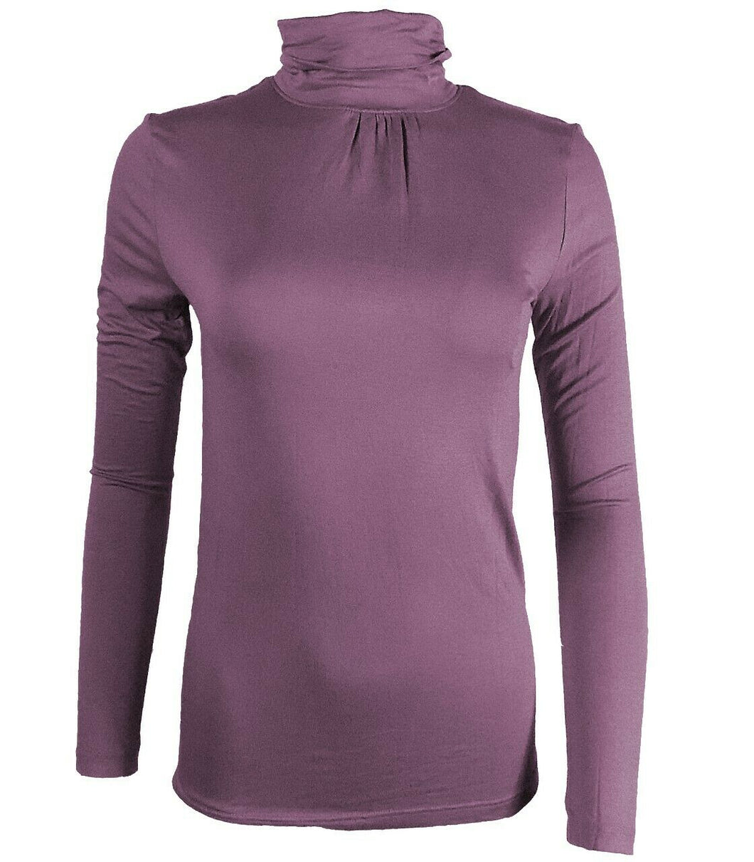 Maroon Long sleeve Turtle Polo Neck Top
