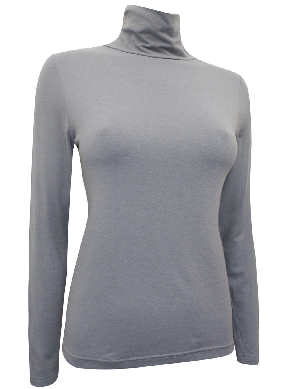Grey Turtle Roll Neck Stretchy Jersey Top