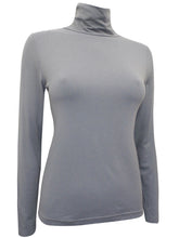 Load image into Gallery viewer, Grey Turtle Roll Neck Stretchy Jersey Top
