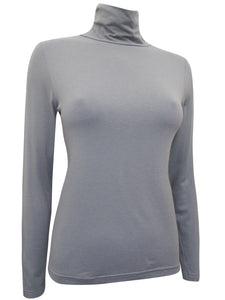 Grey Turtle Roll Neck Stretchy Jersey Top