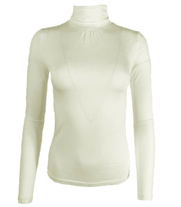 Cream Roll Neck Plain Turtle High Neck Top Jumper
