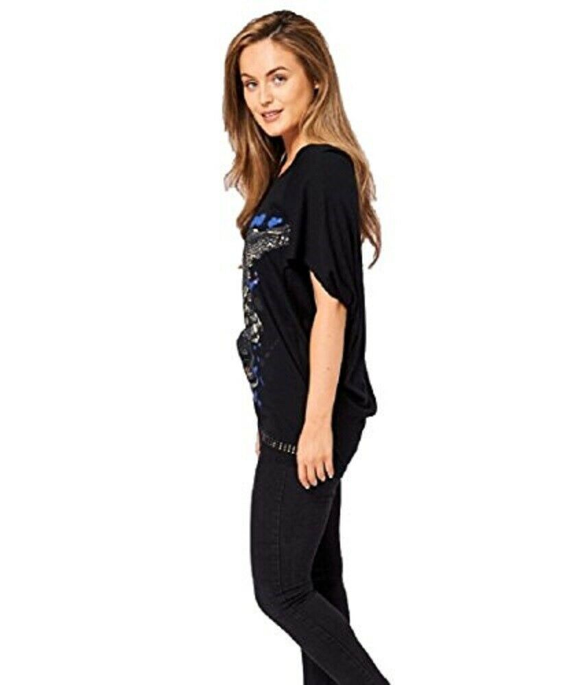 Black Eagle Print Batwing Shortsleeve Top