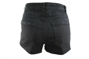 Black Distressed Frayed Hot Pant Summer Denim Shorts