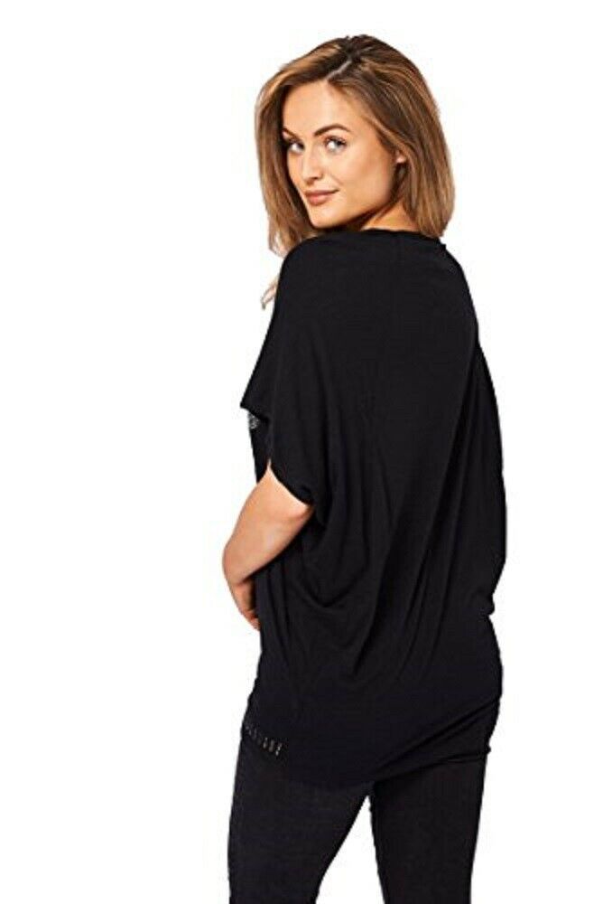 Black Eagle Print Batwing Shortsleeve Top