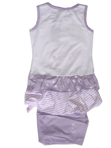 Girls Pink Lilac Spring Holiday Print Sleeveless Top & Leggings Set Party Outfit