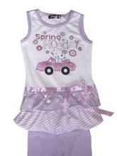 Load image into Gallery viewer, Girls Pink Lilac Spring Holiday Print Sleeveless Top &amp; Leggings Set Party Outfit
