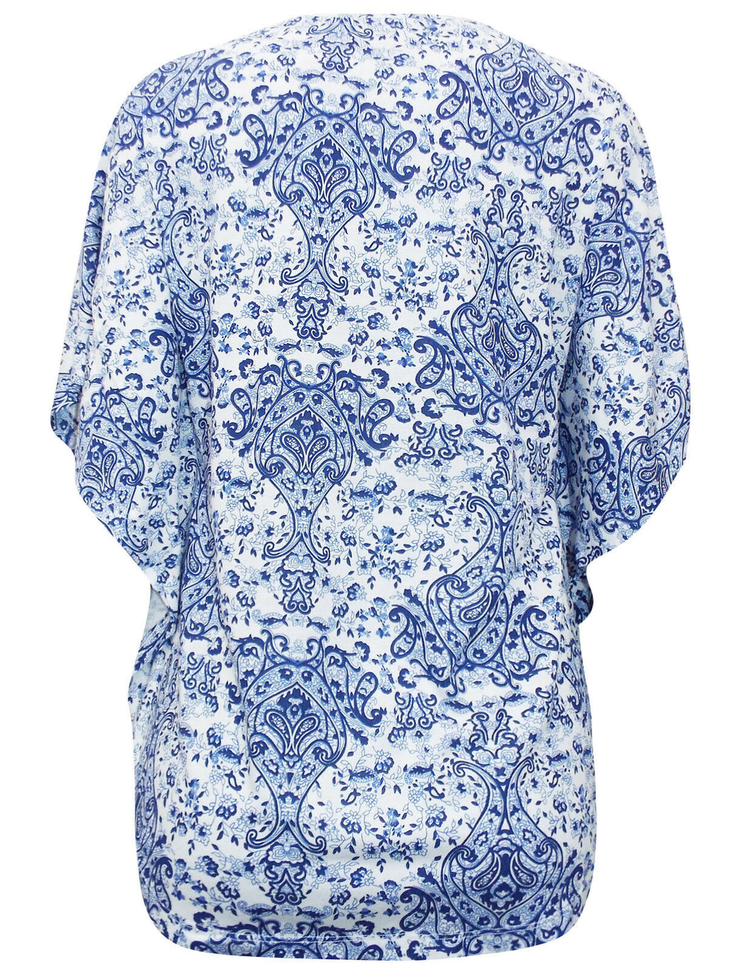 Blue/ Aqua Multi Paisley Printed Kaftan Short Sleeve Blouse