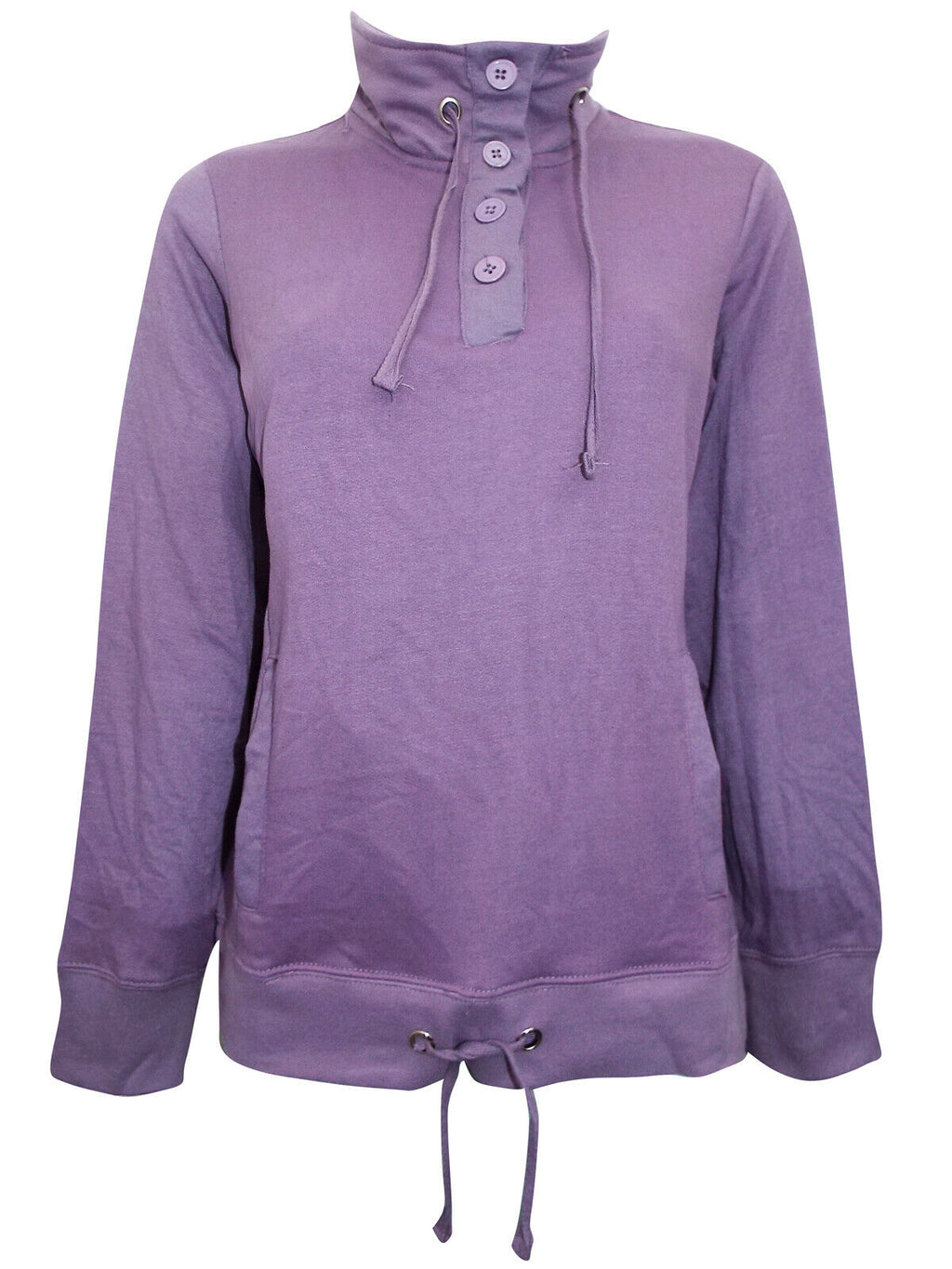 Purple Cotton Rich Funnel Neck Top