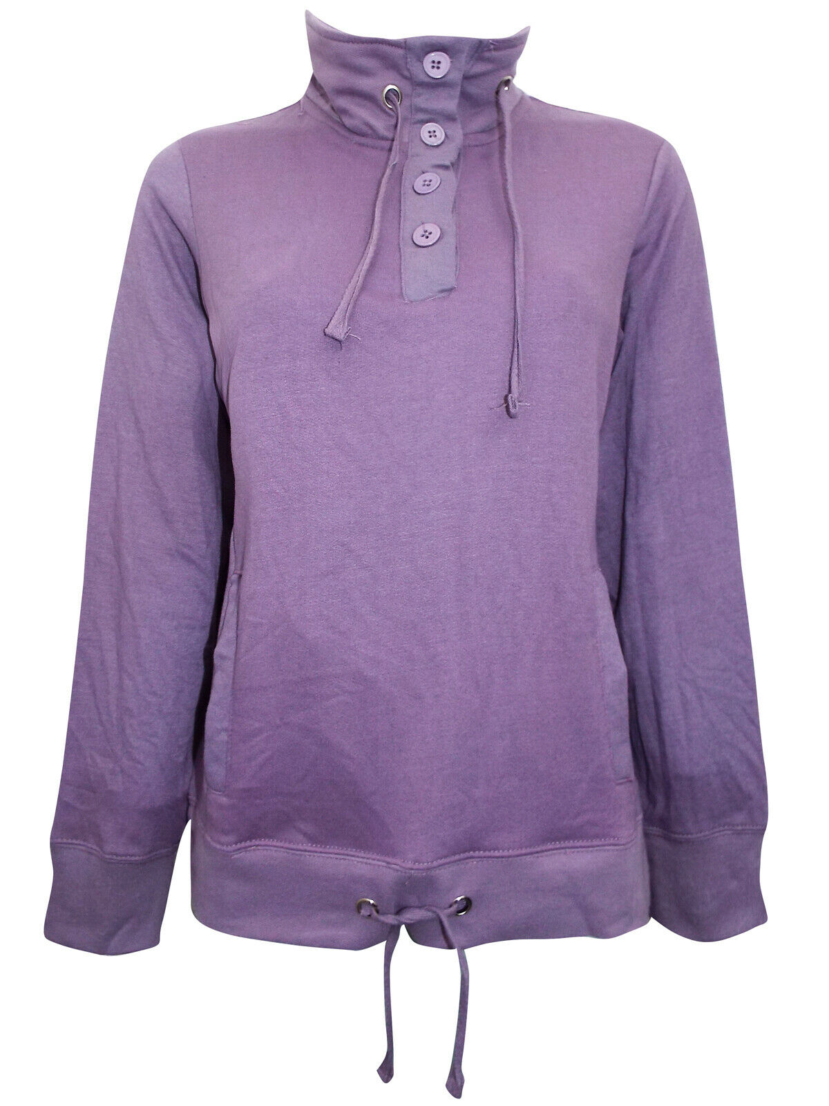 Purple Cotton Rich Funnel Neck Top