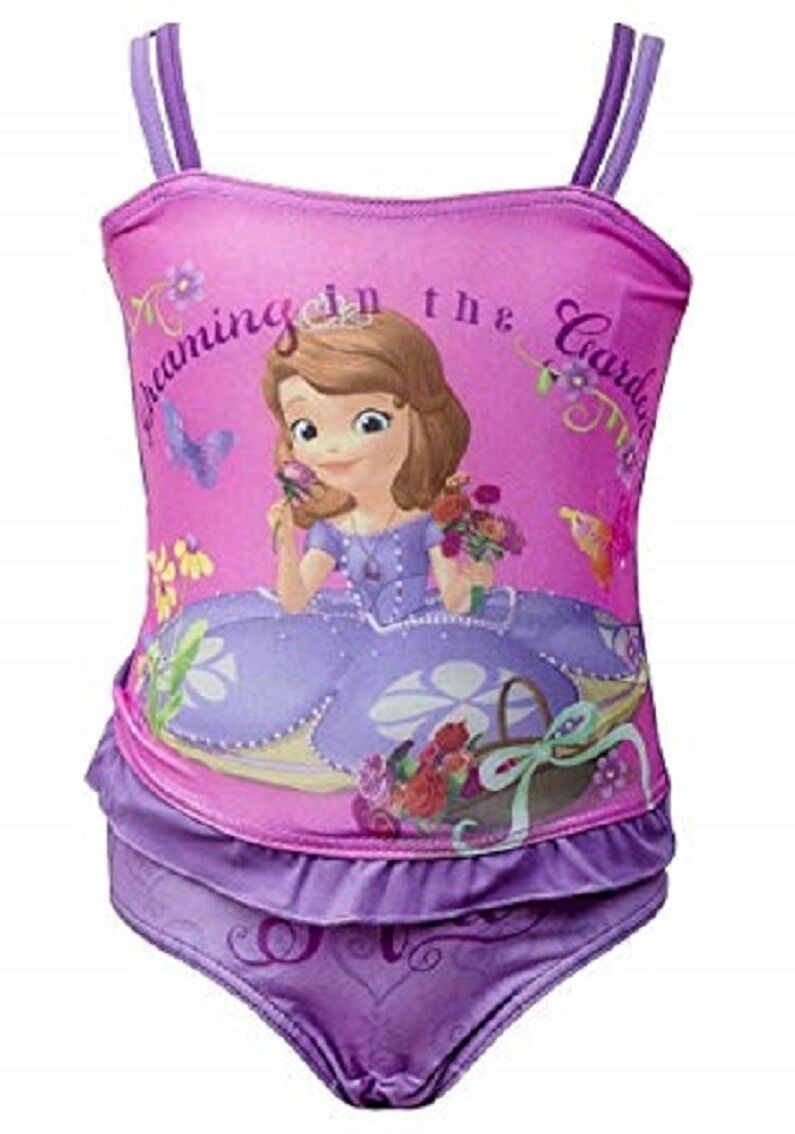 Girls Purple Disney Sofia The First Tankini Two Piece Swimming Costume