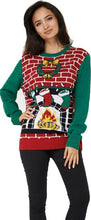 Load image into Gallery viewer, Unisex Ugly Christmas Green &amp; Red Multi Fireplace Jumper
