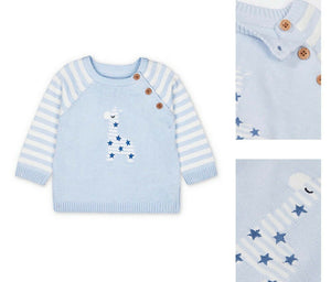Baby Boys Blue & White Giraffe Print Jumper