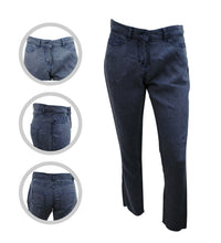 Load image into Gallery viewer, Ladies Faded Navy Wash Soft Linen High Rise Straight Leg Trousers
