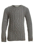 Girls Grey Cable Knit Triple Button Shoulder Cotton Jumper