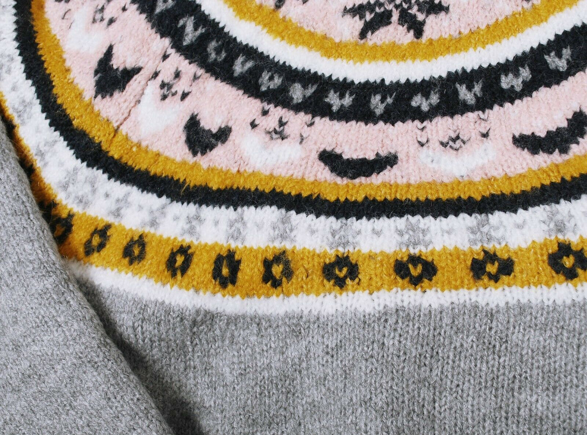Girls Grey Pepperts Jacquard Fair Isle Patterned Soft Knitted Jumper Dress