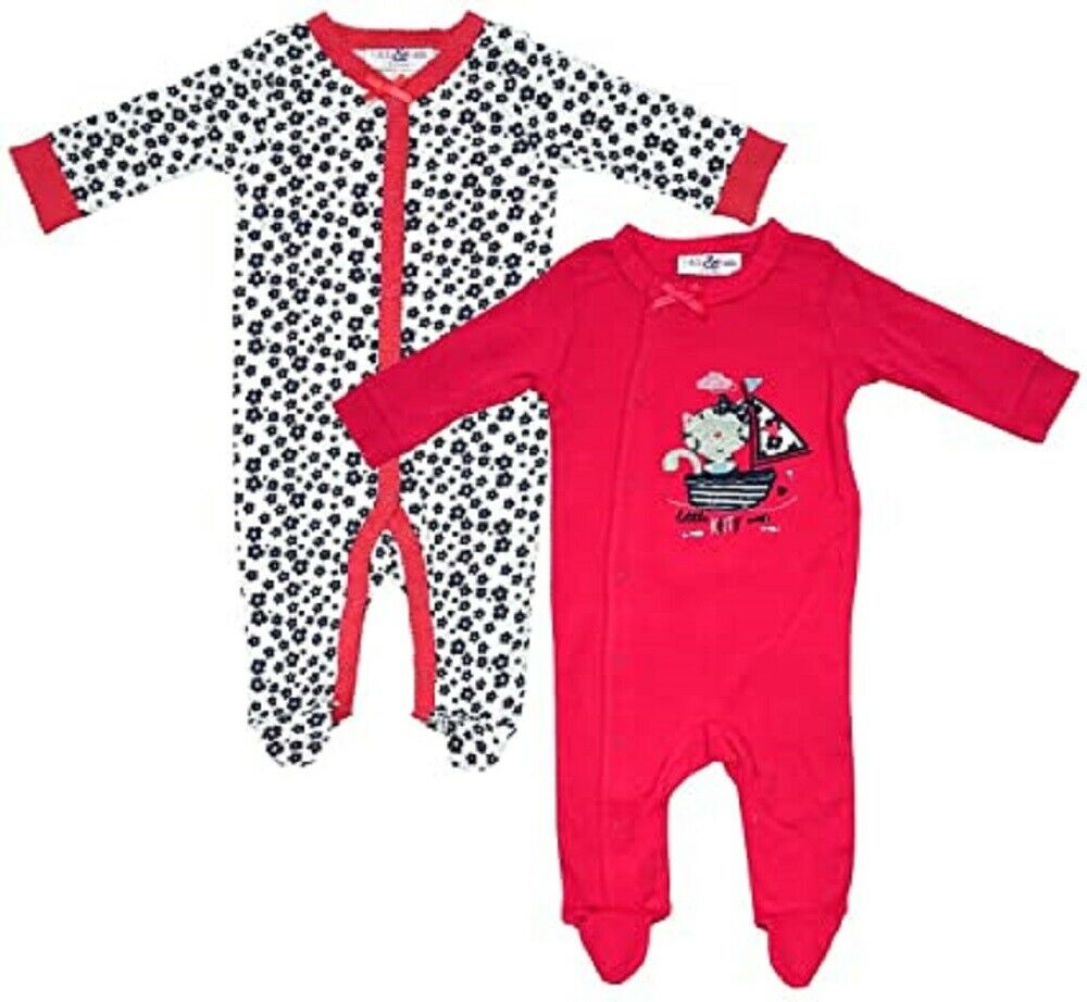 Lily & Jack Red Multi 2Pack Cotton Sleepsuits
