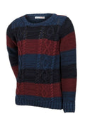 Boys Minoti Cable Knit Cotton Stripe Jumper