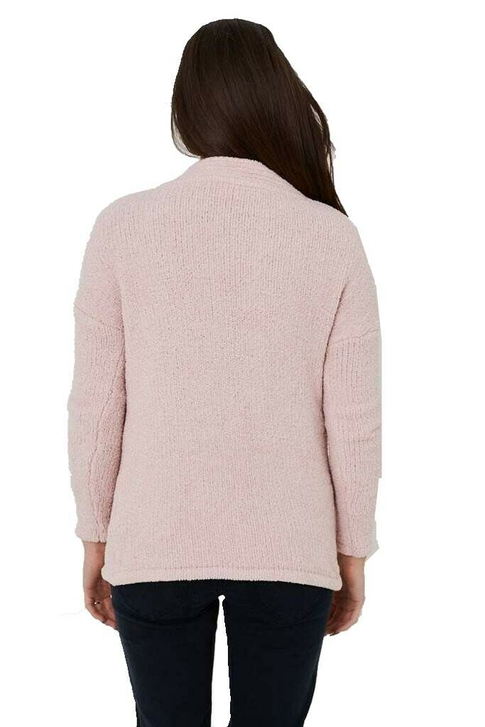 Pink Ribbed Soft Fluffy Fleece Cardigan