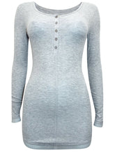 Load image into Gallery viewer, Grey Thermogen Thermal Lace Trim Ribbed Knit Top
