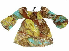 Load image into Gallery viewer, Brown Multi Coloured Chiffon Chain Cavalli link print top
