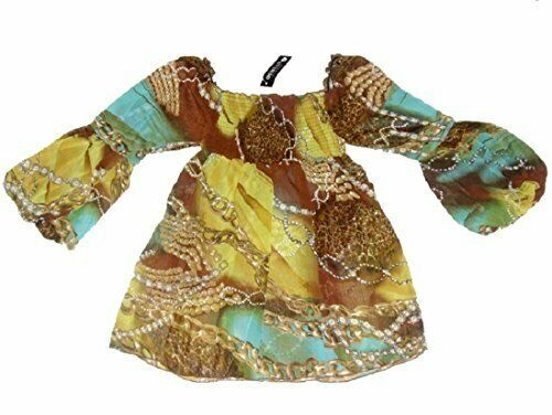 Brown Multi Coloured Chiffon Chain Cavalli link print top