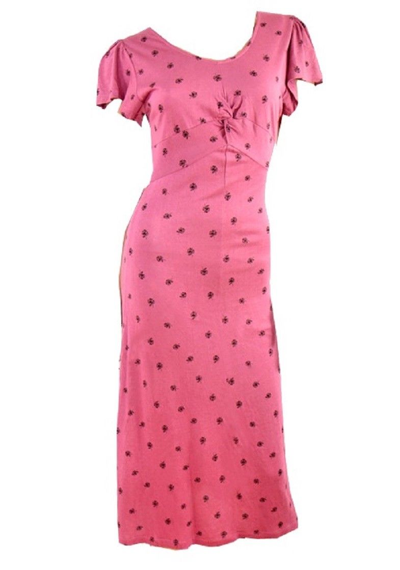 Dusty Pink Shortsleeve Floral Print Dress