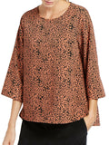 Orange Animal Print Dip Hem Relaxed Fit Blouse