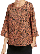Load image into Gallery viewer, Orange Animal Print Dip Hem Relaxed Fit Blouse
