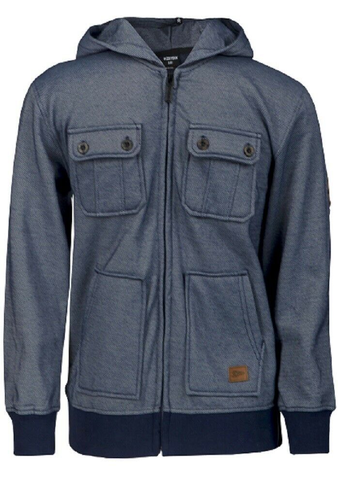 Navy Multi-Pocket Pique Fleece Lined Winter Coat