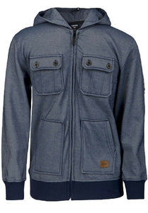 Navy Multi-Pocket Pique Fleece Lined Winter Coat