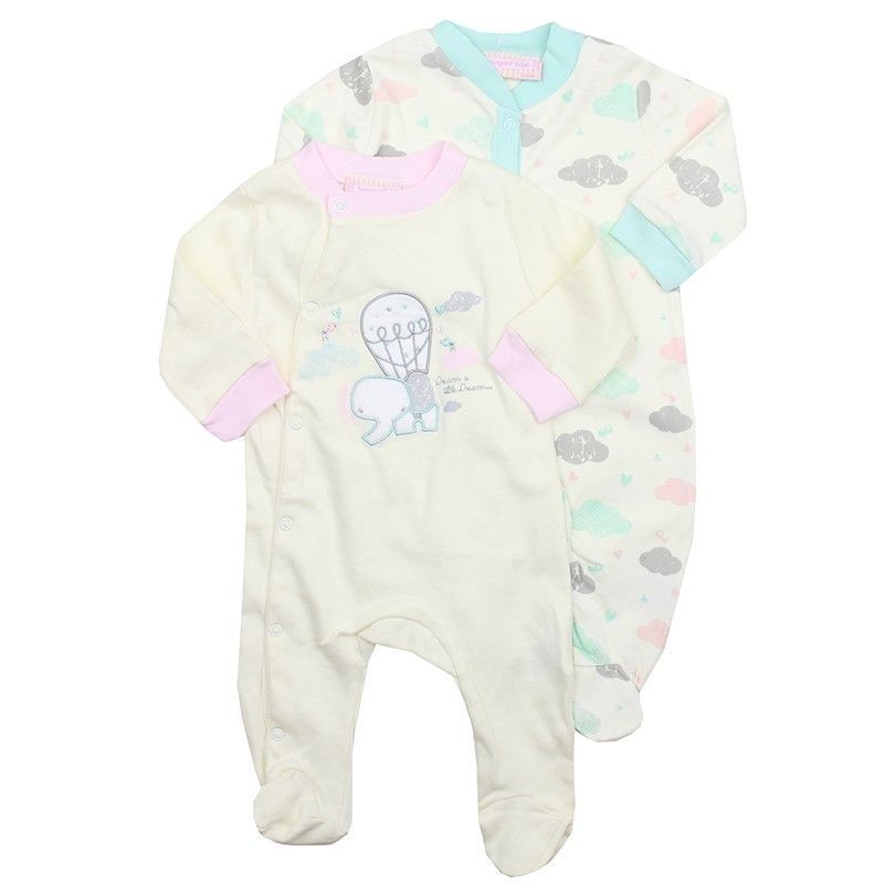 Bonjour Bebe 2piece Pastel Elephant Sleepsuits