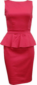 Coral Waffle Peplum Cut Out Back Dress