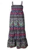 Girls Abstract Sleeveless Cotton Rich Strappy Maxi Dress