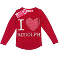 Girls Red Top I Love Rudolph Christmas Tunic Xmas Top