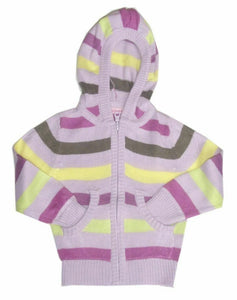 Lilac Multi Striped Hooded Cardigan