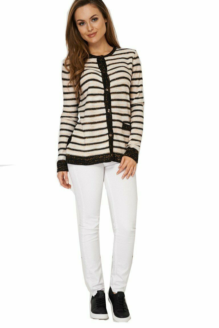 Multi Stripe Lurex Knitted Cardigan