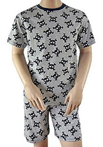 Boys Grey Skull Print Short sleeve T-Shirt & Short Pyjamas Set